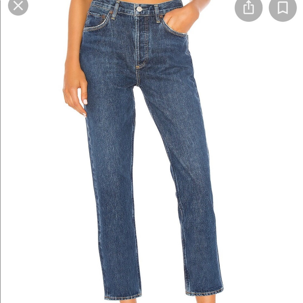 Agolde Riley High Rise straight crop in Wink (dark blue wash)
